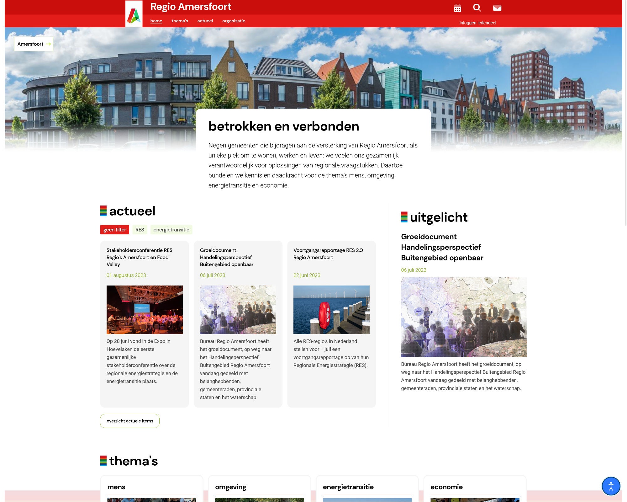 Website ontwerp voor Bureau Regio Amersfoort — Joomla website met ledendeel