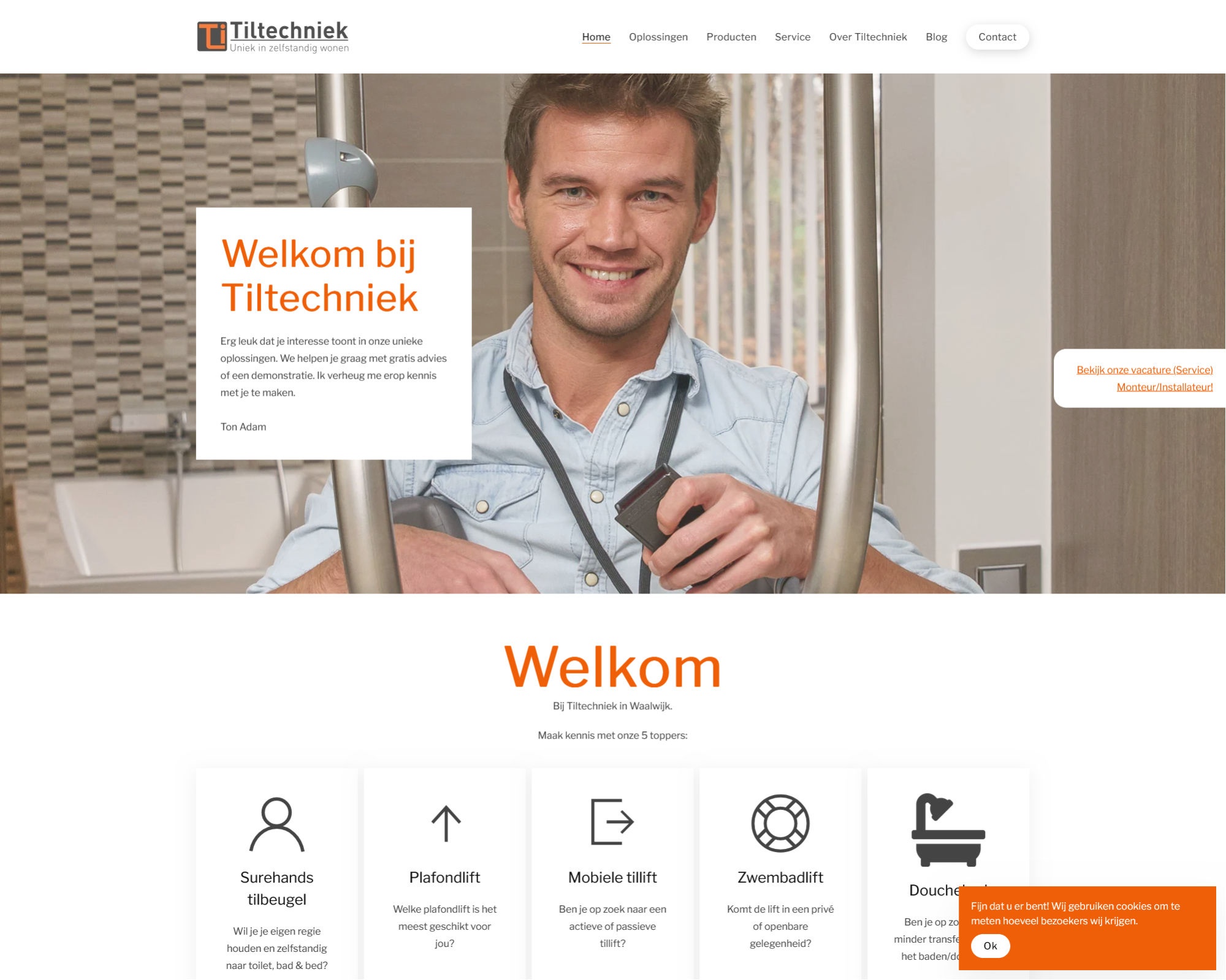 Website Tiltechniek — plafondliften en tilliften
